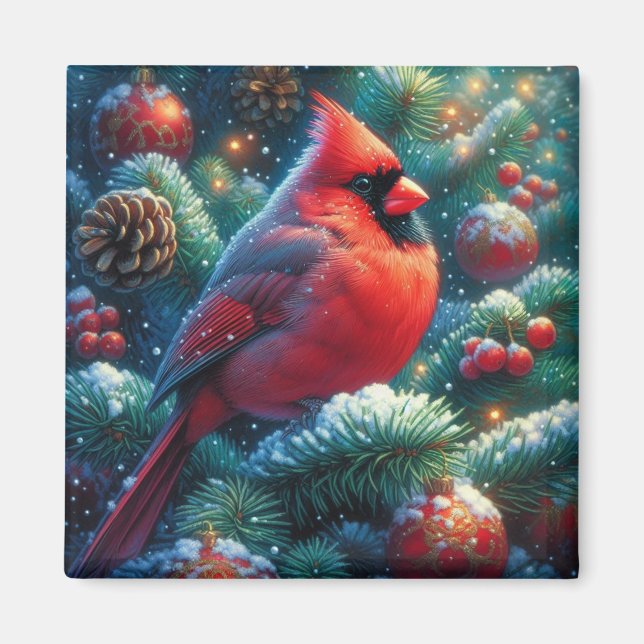 Christmas/winter Cardinal  Magnet (Front)