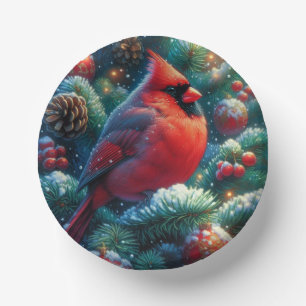 Christmas/winter Cardinal Paper Plate