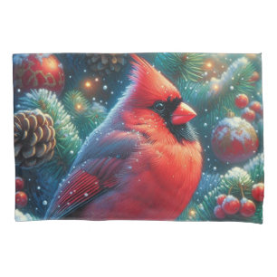 Christmas/winter Cardinal Pillowcase