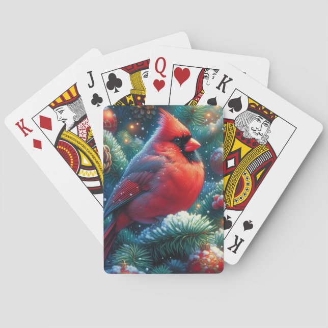 Christmas/winter Cardinal  Playing Cards (Back)