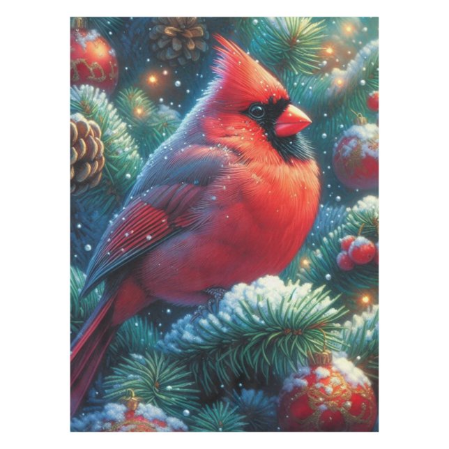 Christmas/winter Cardinal  Tablecloth (Front)