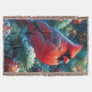 Christmas/winter Cardinal Throw Blanket