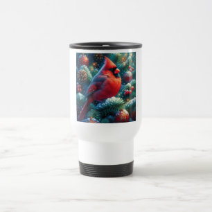 Christmas/winter Cardinal Travel Mug