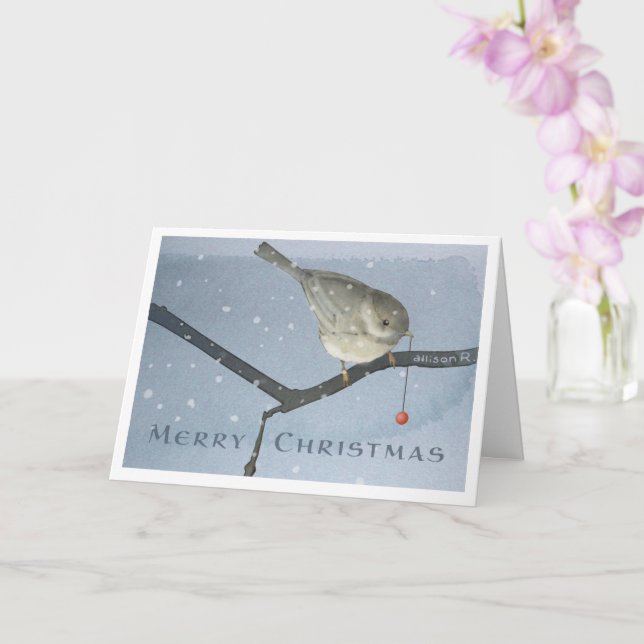 Christmas Winter Chickadee Card (Orchid)