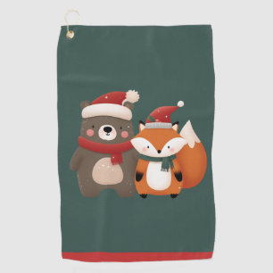 Christmas/Winter Cute Bear & Fox Golf Towel