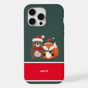 Christmas/Winter Cute Bear & Fox iPhone 15 Pro Max Case