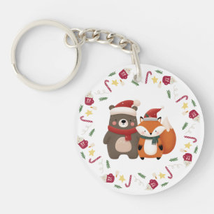 Christmas/Winter Cute Bear & Fox Keychain