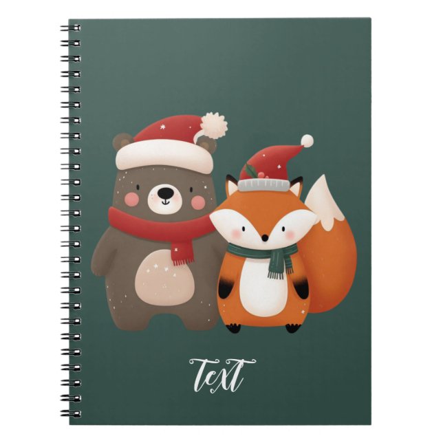 Christmas/Winter Cute Bear & Fox Notebook (Front)