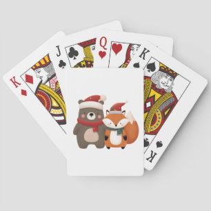 Christmas/Winter Cute Bear & Fox Playing Cards