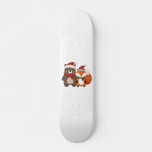 Christmas/Winter Cute Bear & Fox Skateboard