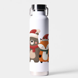 Christmas/Winter Cute Bear & Fox Water Bottle