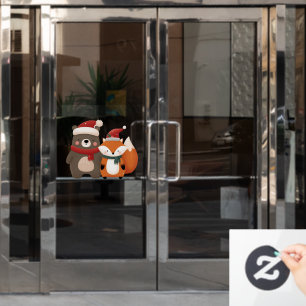 Christmas/Winter Cute Bear & Fox Window Cling