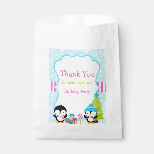 Christmas Winter Cute Penguins  Favour Bag (Front)