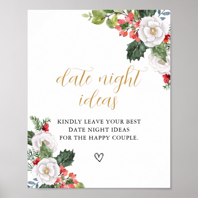 Christmas Winter Date Night Bridal Shower Sign (Front)