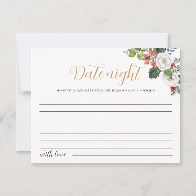 Christmas Winter Date Night Ideas Game Card (Front)