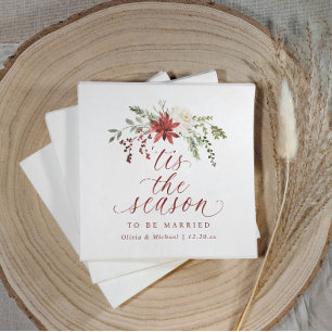 Christmas Winter December Tis the Season Wedding Napkin