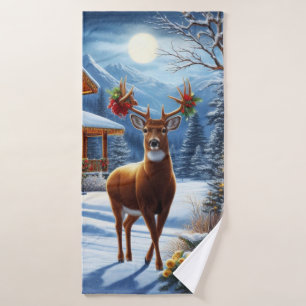 Christmas/Winter Deer Lodge Bath Towel