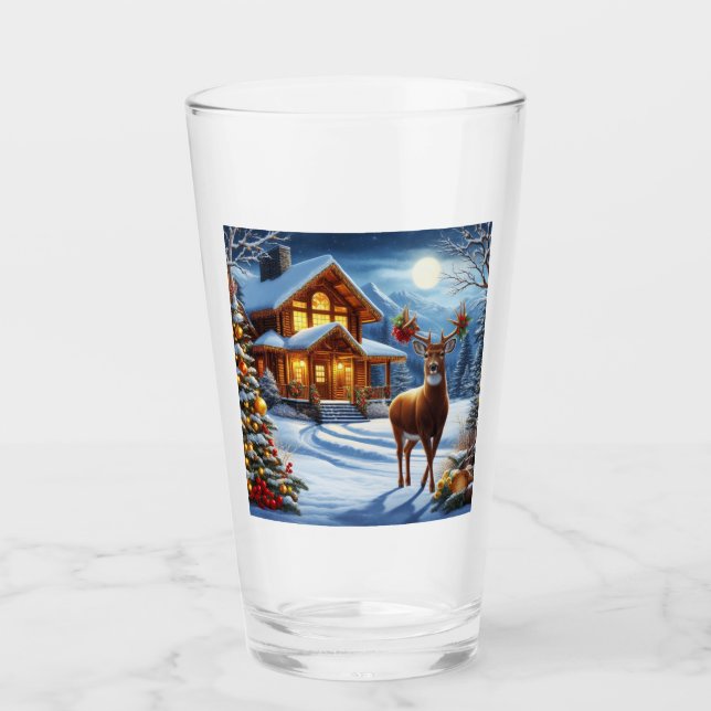 Christmas/Winter Deer Lodge Glass (Front)