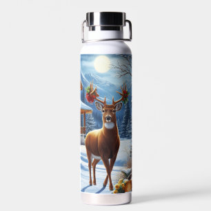 Christmas/Winter Deer Lodge Water Bottle