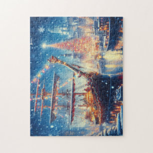 Christmas/Winter docked ship Jigsaw Puzzle