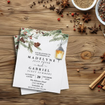 Christmas Winter Elegant Pine Drop Black Wedding F