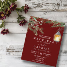 Christmas Winter Elegant Pine Drop Black Wedding 