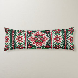 Christmas/Winter fair isle red & green Body Pillow