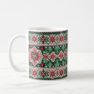 Christmas/Winter fair isle red & green Coffee Mug