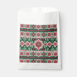 Christmas/Winter fair isle red & green Favour Bag