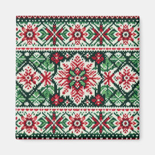 Christmas/Winter fair isle red & green Magnet