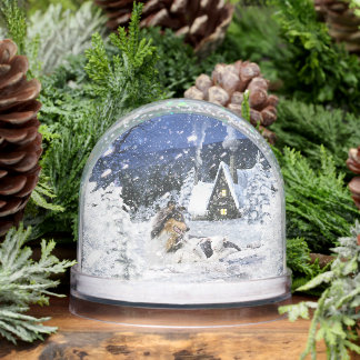 Christmas Winter Fairy Tale, Tricolor Collie Dog - Snowglobe