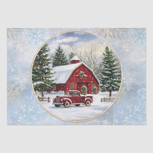 Christmas winter farm tissue paper (Front)