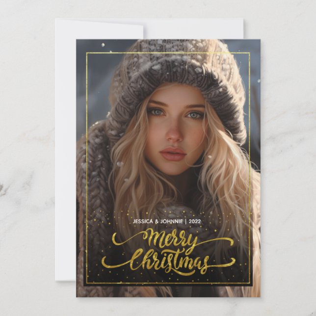 Christmas winter fashion girl invitation (Front)