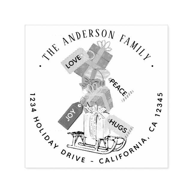 Christmas Winter Festive Family Name Address Self-inking Stamp (Design)