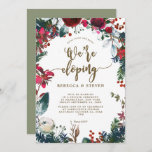 christmas winter floral modern eloping invitation<br><div class="desc">A beautiful Christmas/winter floral/botanical "we're eloping" invitation with a floral and berries design and a co-ordinating forest green reverse side. Easy to edit or delete the available text fields to personalize the information with your own details for a professional and custom finish. Matching items are available in this elegant collection....</div>