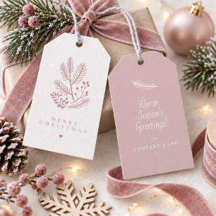 Christmas Winter Foliage Motif Dusty Rose ID1336 Gift Tags