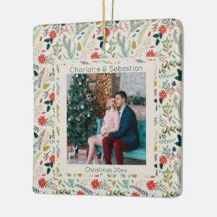 Christmas Winter Foliage Photo Personalized Ceramic Ornament