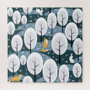 Christmas Winter Forest: Animals Seamless Pattern Jigsaw Puzzle