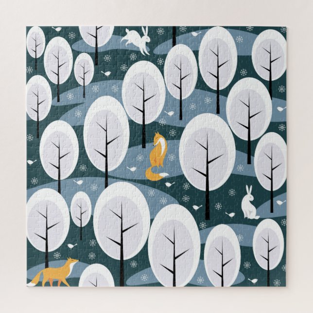 Christmas Winter Forest: Animals Seamless Pattern Jigsaw Puzzle (Vertical)
