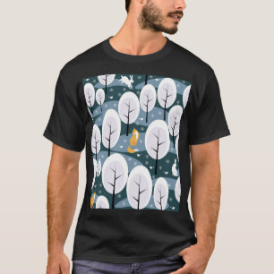 Christmas Winter Forest: Animals Seamless Pattern T-Shirt