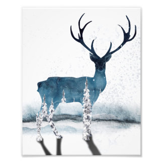 Christmas Winter Forest Deer Poster