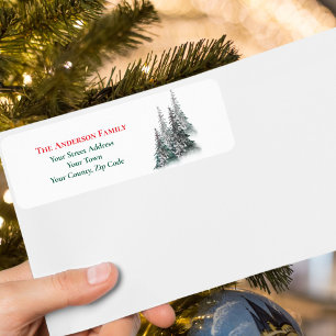 Christmas Winter Forest Fir Trees Name Address