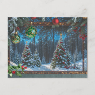 Christmas Winter Forest Holiday Postcard