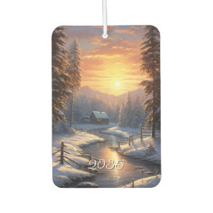 Christmas Winter Forest River Sun Rise Air Freshener