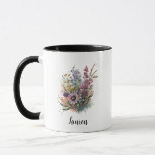 Christmas Winter Gift Wild Flower Bouquet Painting Mug