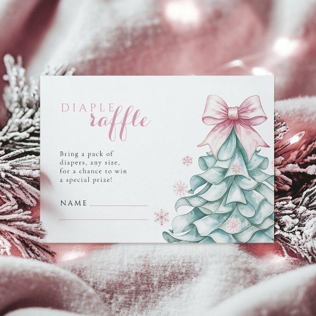 Christmas Winter Girl Baby Shower Diaper Raffle  Enclosure Card (Creator Uploaded)