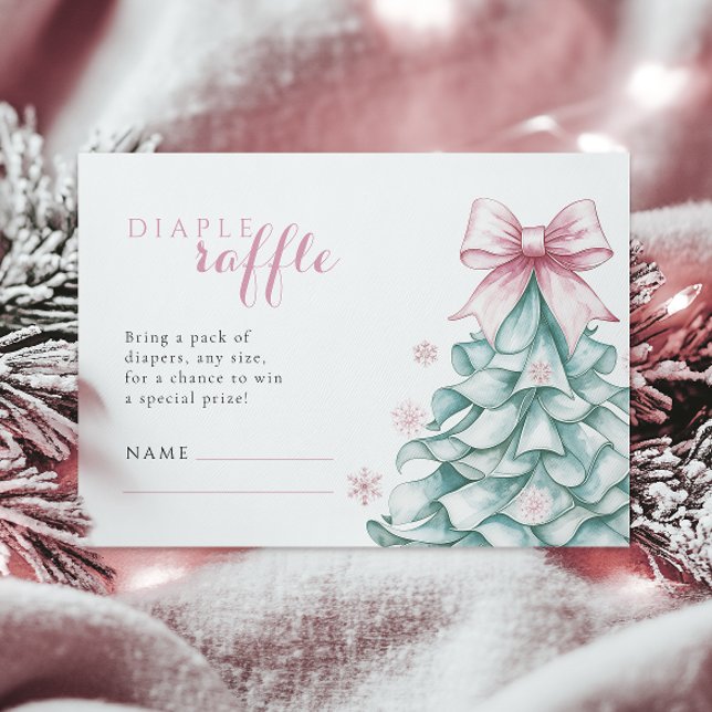 Christmas Winter Girl Baby Shower Diaper Raffle  Enclosure Card (Creator Uploaded)