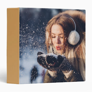 Christmas Winter Girl blowing snow in Her Hand Binder