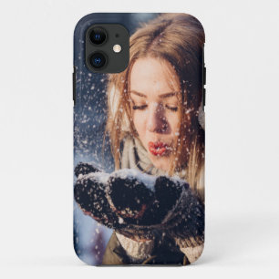 Christmas Winter Girl blowing snow in Her Hand iPhone 11 Case