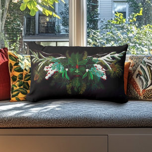 Christmas Winter Green Man Lumbar Pillow